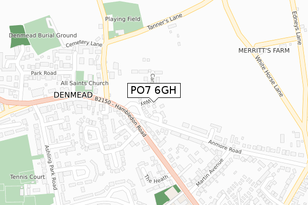 PO7 6GH map - large scale - OS Open Zoomstack (Ordnance Survey)