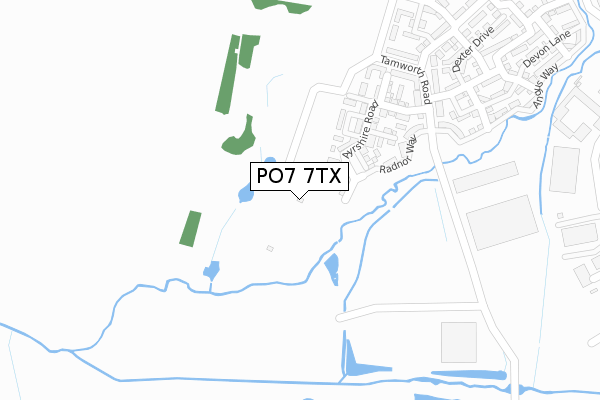 PO7 7TX map - large scale - OS Open Zoomstack (Ordnance Survey)