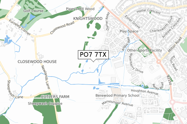 PO7 7TX map - small scale - OS Open Zoomstack (Ordnance Survey)