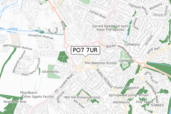 PO7 7UR map - small scale - OS Open Zoomstack (Ordnance Survey)