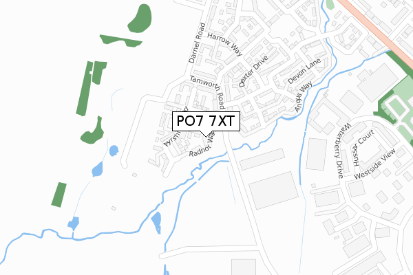 PO7 7XT map - large scale - OS Open Zoomstack (Ordnance Survey)