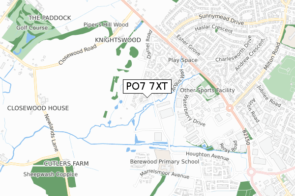 PO7 7XT map - small scale - OS Open Zoomstack (Ordnance Survey)