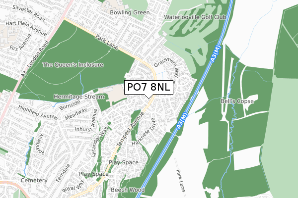 PO7 8NL map - small scale - OS Open Zoomstack (Ordnance Survey)