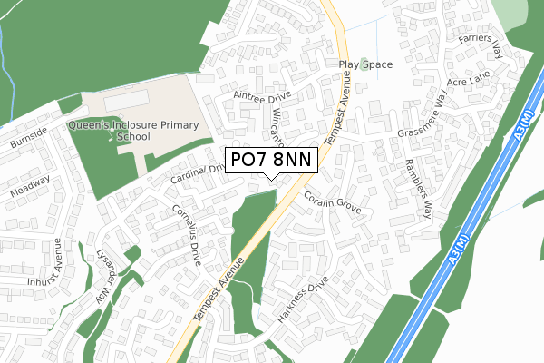 PO7 8NN map - large scale - OS Open Zoomstack (Ordnance Survey)