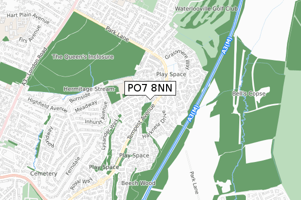 PO7 8NN map - small scale - OS Open Zoomstack (Ordnance Survey)