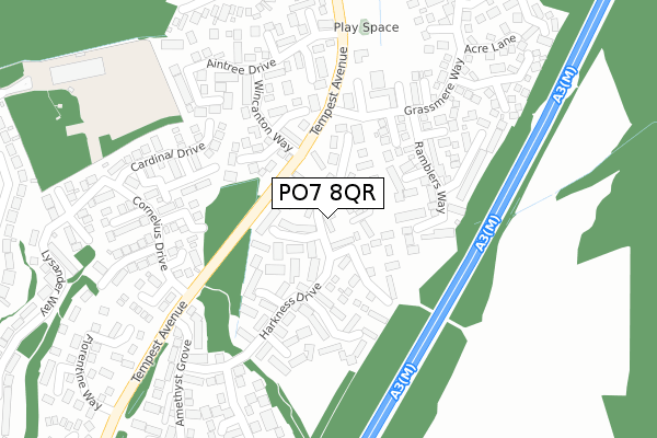 PO7 8QR map - large scale - OS Open Zoomstack (Ordnance Survey)