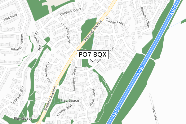 PO7 8QX map - large scale - OS Open Zoomstack (Ordnance Survey)