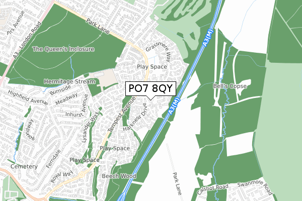 PO7 8QY map - small scale - OS Open Zoomstack (Ordnance Survey)