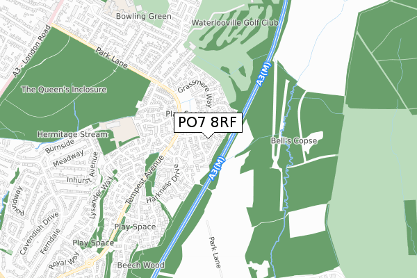 PO7 8RF map - small scale - OS Open Zoomstack (Ordnance Survey)