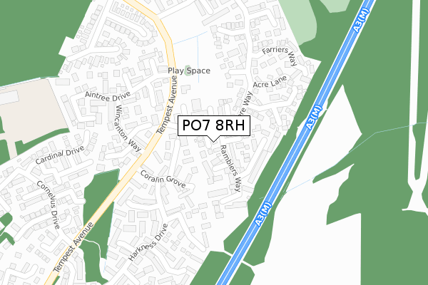 PO7 8RH map - large scale - OS Open Zoomstack (Ordnance Survey)