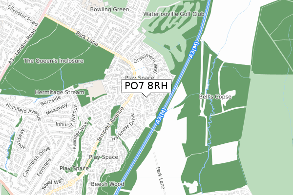 PO7 8RH map - small scale - OS Open Zoomstack (Ordnance Survey)