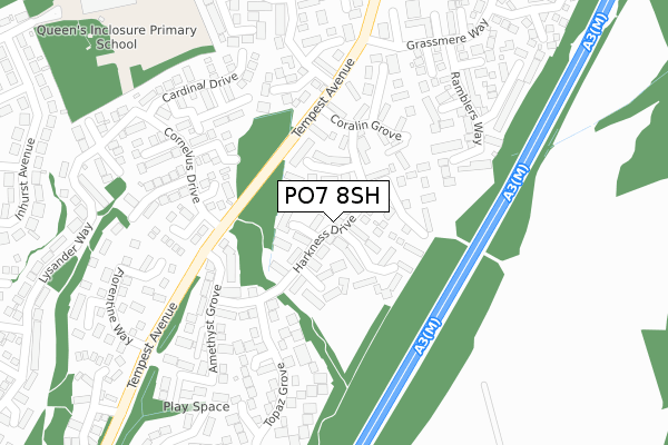 PO7 8SH map - large scale - OS Open Zoomstack (Ordnance Survey)