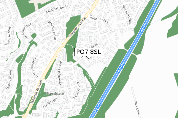 PO7 8SL map - large scale - OS Open Zoomstack (Ordnance Survey)