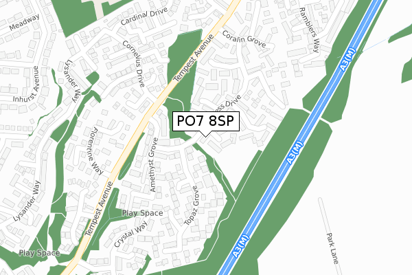 PO7 8SP map - large scale - OS Open Zoomstack (Ordnance Survey)