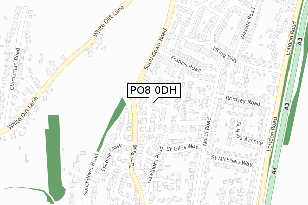 PO8 0DH map - large scale - OS Open Zoomstack (Ordnance Survey)