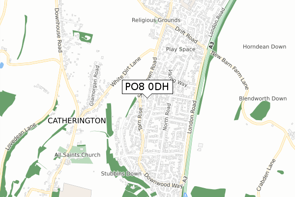 PO8 0DH map - small scale - OS Open Zoomstack (Ordnance Survey)