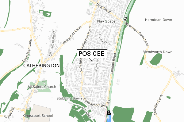 PO8 0EE map - small scale - OS Open Zoomstack (Ordnance Survey)