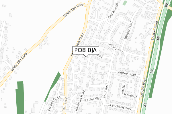 PO8 0JA map - large scale - OS Open Zoomstack (Ordnance Survey)