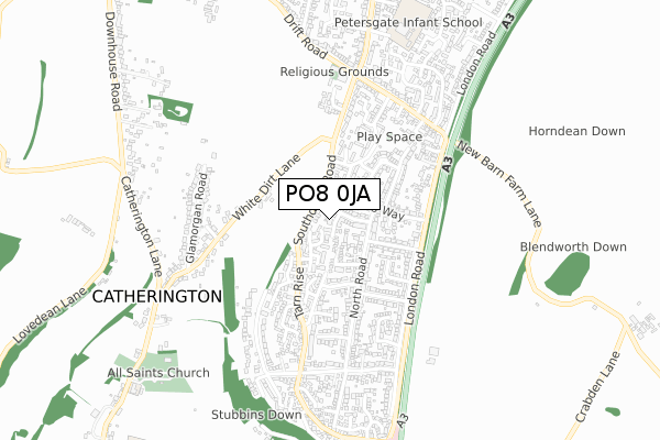 PO8 0JA map - small scale - OS Open Zoomstack (Ordnance Survey)