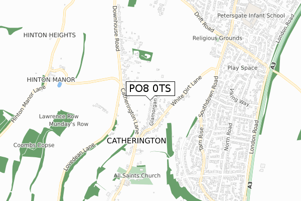 PO8 0TS map - small scale - OS Open Zoomstack (Ordnance Survey)