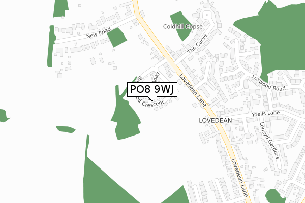 PO8 9WJ map - large scale - OS Open Zoomstack (Ordnance Survey)