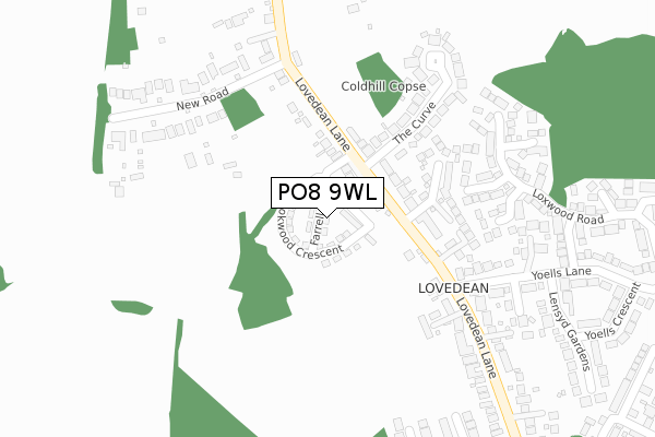 PO8 9WL map - large scale - OS Open Zoomstack (Ordnance Survey)