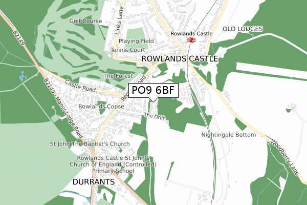 PO9 6BF map - small scale - OS Open Zoomstack (Ordnance Survey) PO9 6BF map - small scale - OS Open Zoomstack (Ordnance Survey)