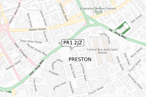 PR1 2JZ map - large scale - OS Open Zoomstack (Ordnance Survey) PR1 2JZ map - large scale - OS Open Zoomstack (Ordnance Survey)