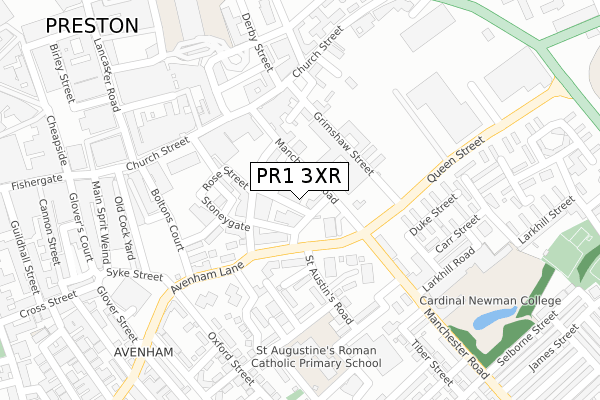 PR1 3XR map - large scale - OS Open Zoomstack (Ordnance Survey)