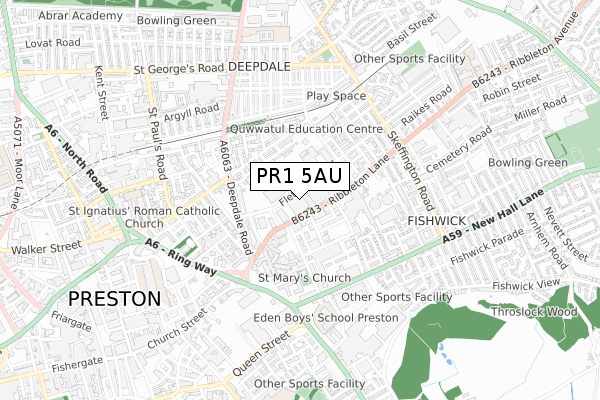 PR1 5AU map - small scale - OS Open Zoomstack (Ordnance Survey) PR1 5AU map - small scale - OS Open Zoomstack (Ordnance Survey)