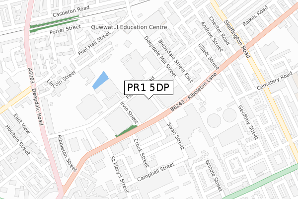 PR1 5DP map - large scale - OS Open Zoomstack (Ordnance Survey)