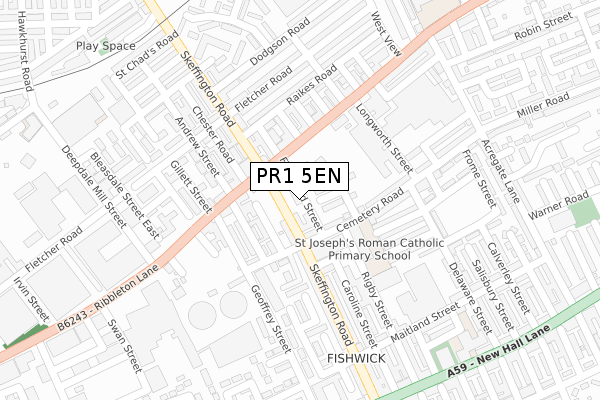 PR1 5EN map - large scale - OS Open Zoomstack (Ordnance Survey)