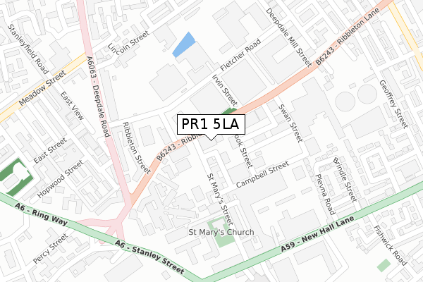 PR1 5LA map - large scale - OS Open Zoomstack (Ordnance Survey) PR1 5LA map - large scale - OS Open Zoomstack (Ordnance Survey)