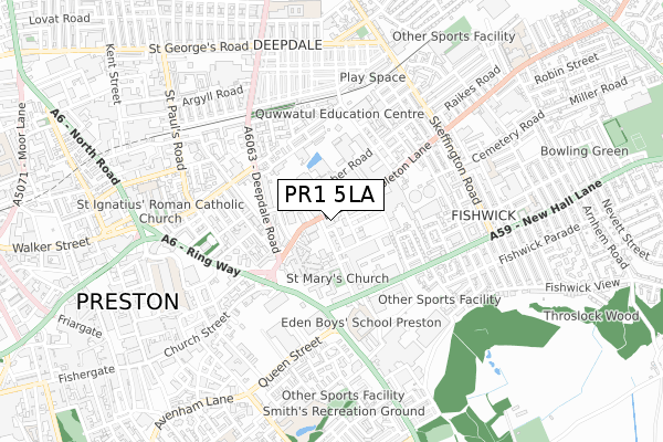 PR1 5LA map - small scale - OS Open Zoomstack (Ordnance Survey) PR1 5LA map - small scale - OS Open Zoomstack (Ordnance Survey)