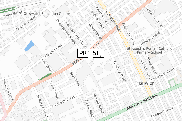PR1 5LJ map - large scale - OS Open Zoomstack (Ordnance Survey)