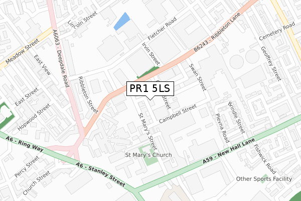 PR1 5LS map - large scale - OS Open Zoomstack (Ordnance Survey)