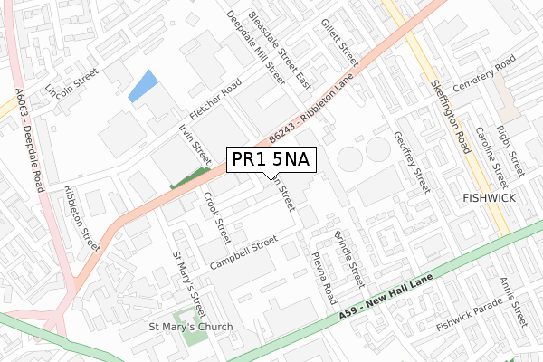 PR1 5NA map - large scale - OS Open Zoomstack (Ordnance Survey)