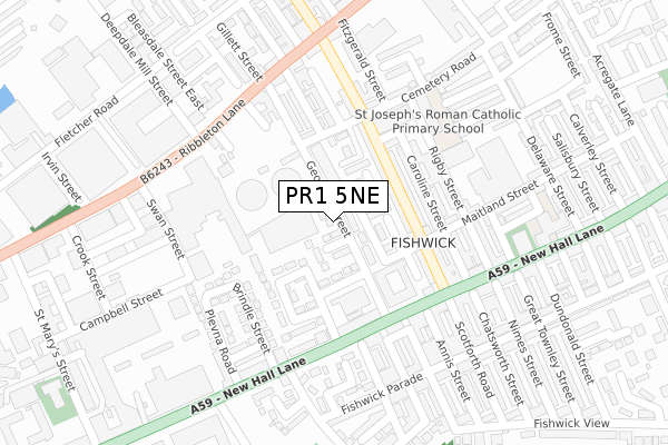 PR1 5NE map - large scale - OS Open Zoomstack (Ordnance Survey)