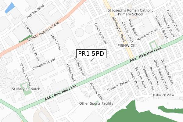 PR1 5PD map - large scale - OS Open Zoomstack (Ordnance Survey) PR1 5PD map - large scale - OS Open Zoomstack (Ordnance Survey)