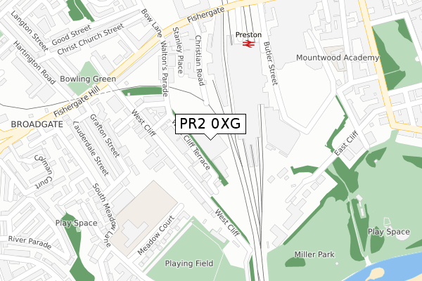 PR2 0XG map - large scale - OS Open Zoomstack (Ordnance Survey)