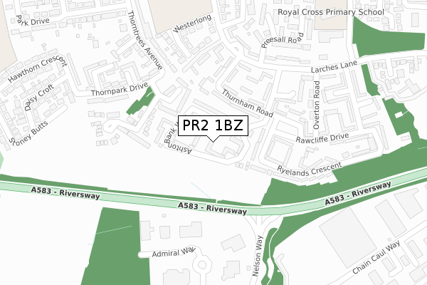 PR2 1BZ map - large scale - OS Open Zoomstack (Ordnance Survey)