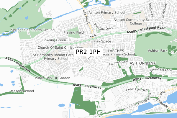 PR2 1PH map - small scale - OS Open Zoomstack (Ordnance Survey)