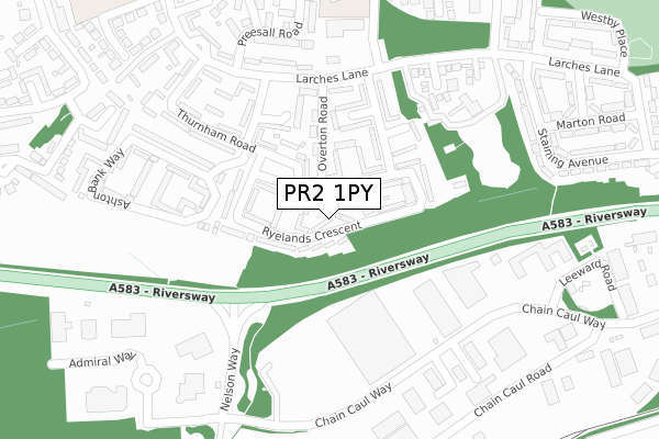 PR2 1PY map - large scale - OS Open Zoomstack (Ordnance Survey)