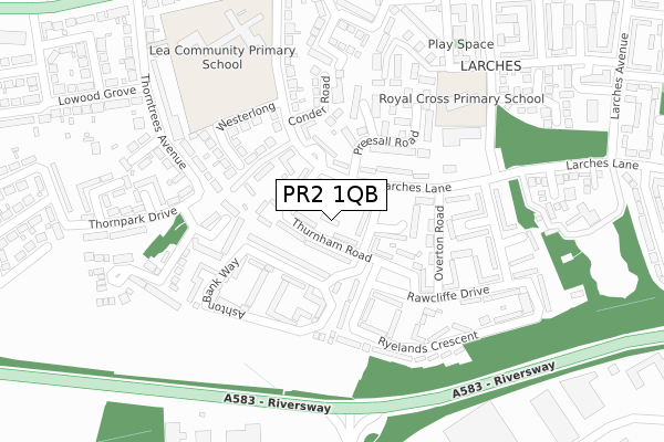 PR2 1QB map - large scale - OS Open Zoomstack (Ordnance Survey)