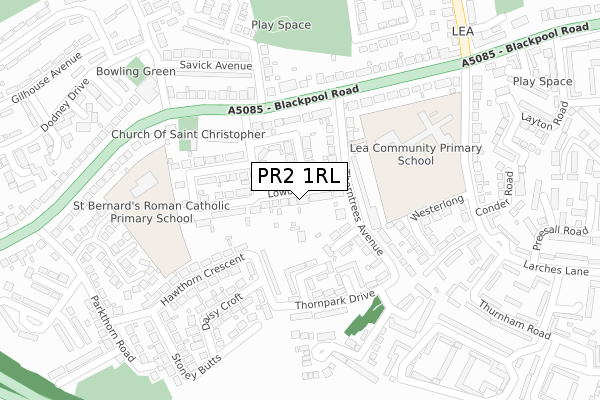 PR2 1RL map - large scale - OS Open Zoomstack (Ordnance Survey)