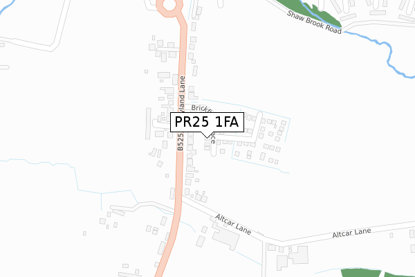 PR25 1FA map - large scale - OS Open Zoomstack (Ordnance Survey)