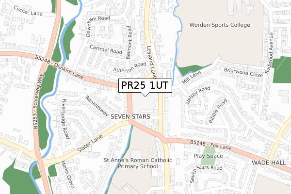 PR25 1UT map - large scale - OS Open Zoomstack (Ordnance Survey)