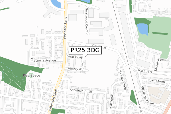 PR25 3DG map - large scale - OS Open Zoomstack (Ordnance Survey)