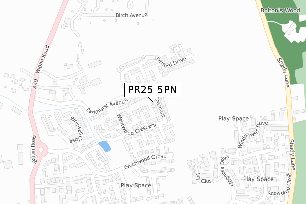 PR25 5PN map - large scale - OS Open Zoomstack (Ordnance Survey) PR25 5PN map - large scale - OS Open Zoomstack (Ordnance Survey)