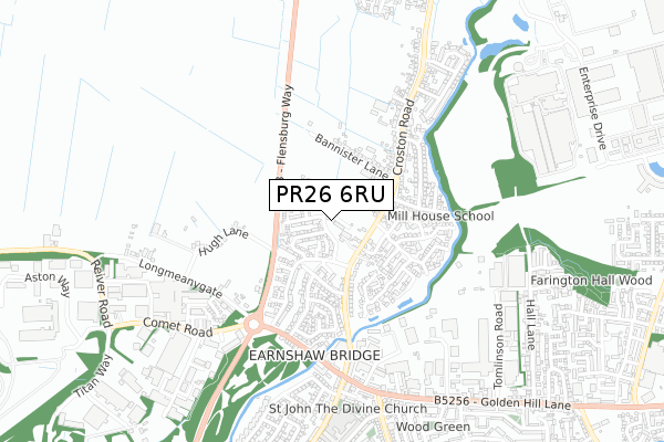 PR26 6RU map - small scale - OS Open Zoomstack (Ordnance Survey)